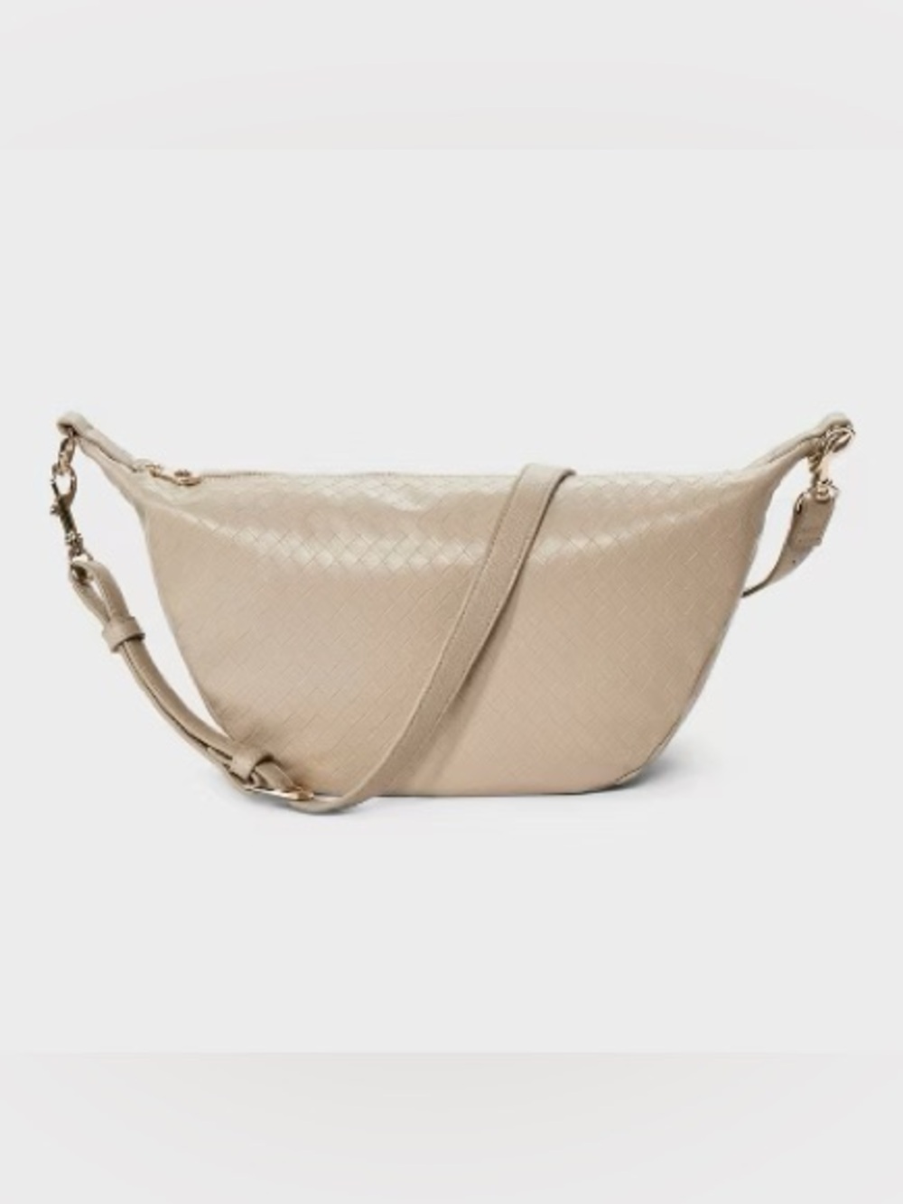 Universal Thread Cream Faux Leather Crescent Shoulder Bag woven embolse texture